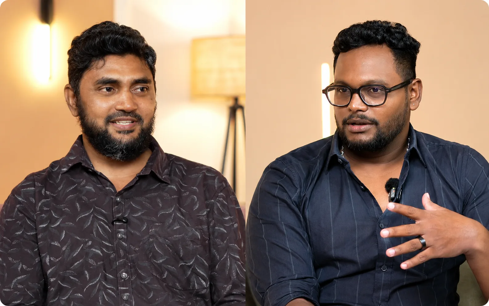 Two Sirah Digital engineers talking to camera in the studio
